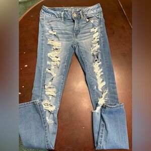 Distressed Blue Jeans